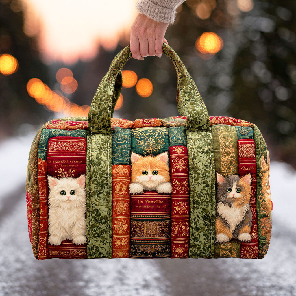 Beatrice | Borsa da Viaggio Trapuntata Gatto tra i Libri