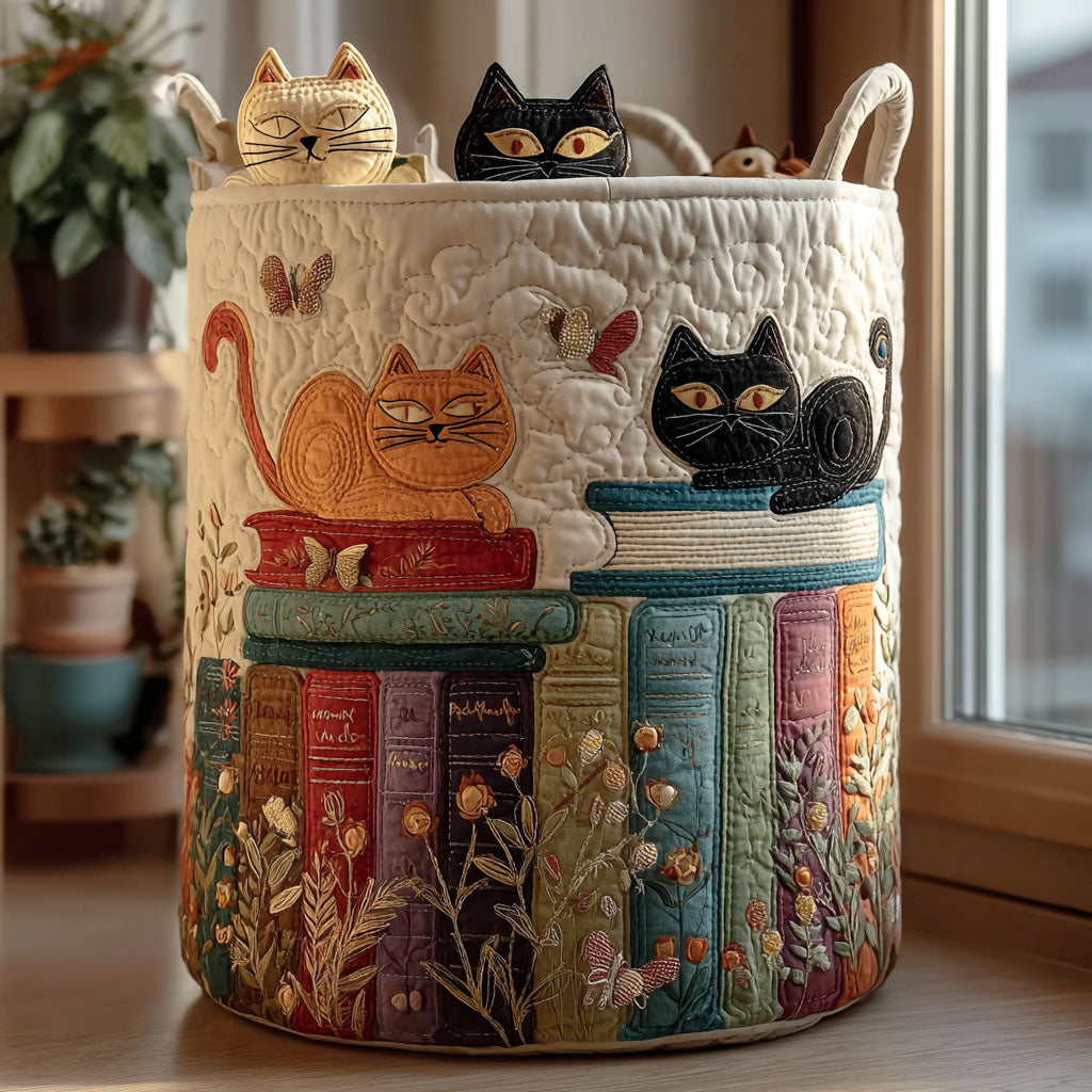 Cesto per il bucato Gatto e Libri