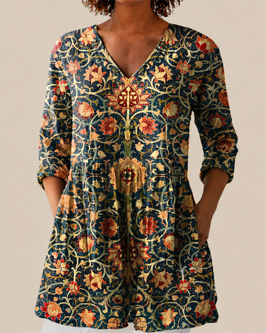 Liora | Lange Bluse mit ausdrucksstarkem Muster