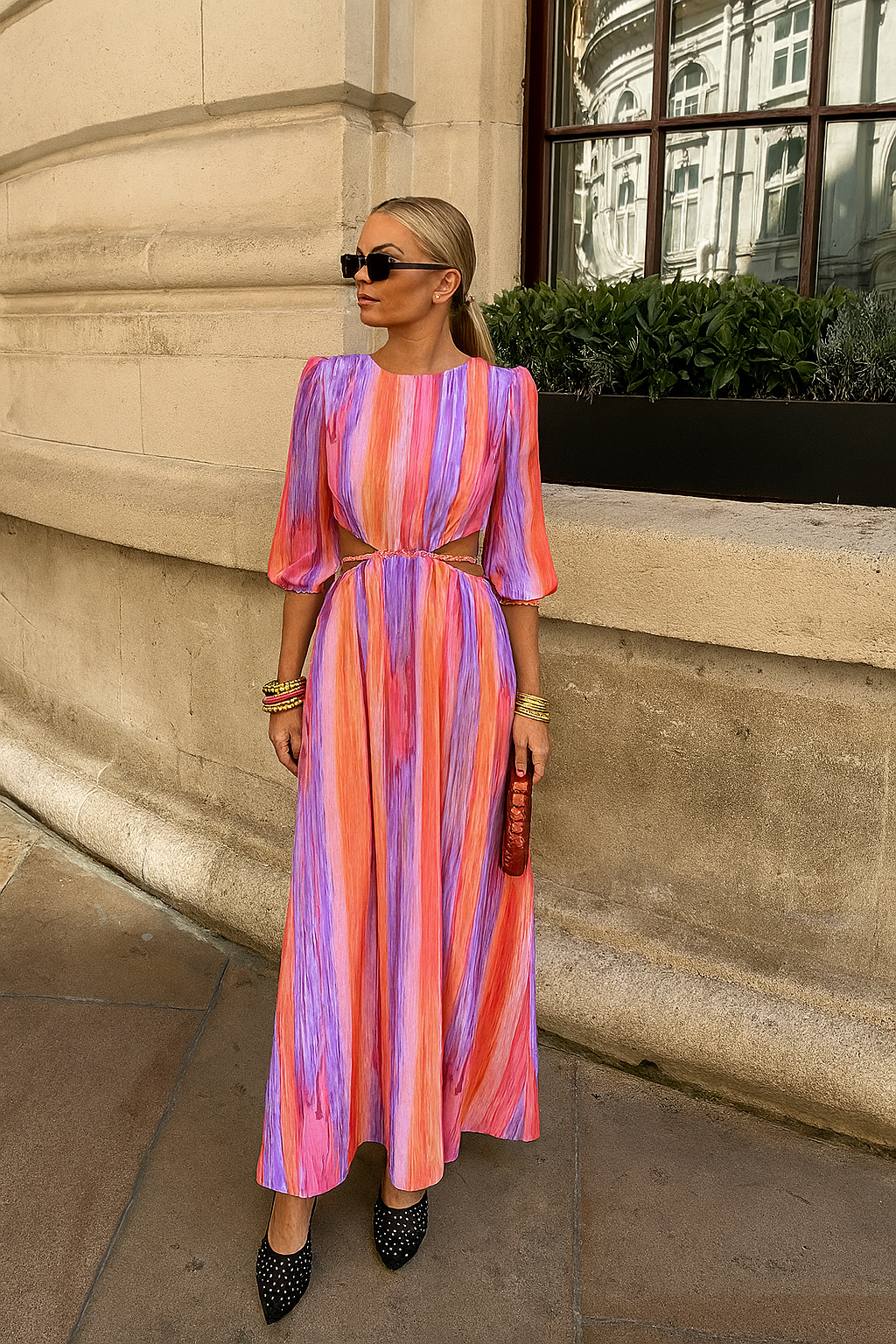 PAOLA | Abito midi con spacchi