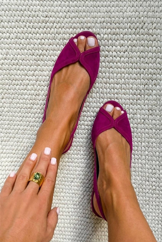 Ballerine slingback peep toe scamosciate chic Fucsia
