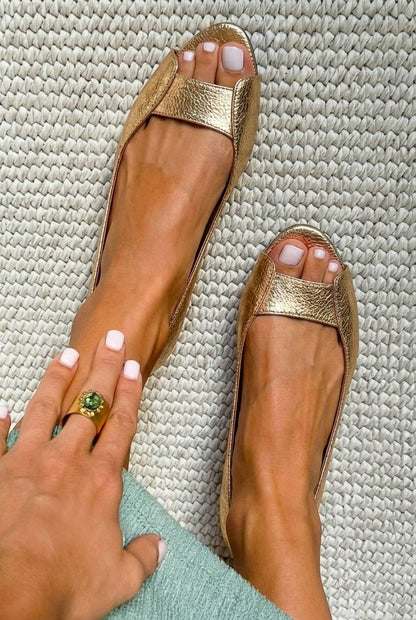 Ballerine peep toe metallizzate chic Oro Champagne