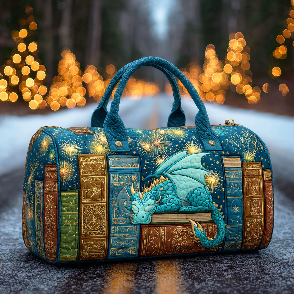Isotta | Borsa da Viaggio Trapuntata Drago e Libri Antichi