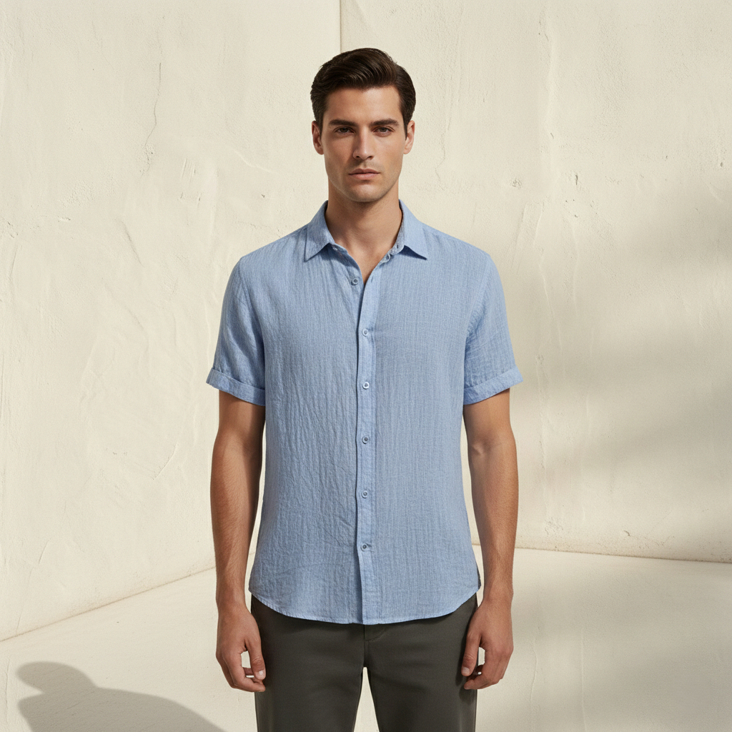 LORENZO | Camicia da uomo in lino a maniche corte