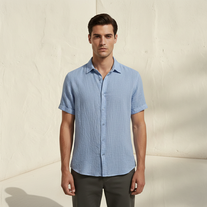LORENZO | Camicia da uomo in lino a maniche corte