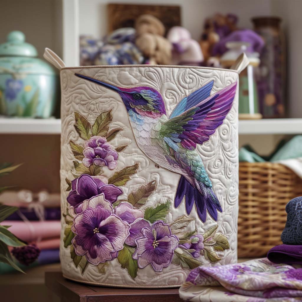 Cesto per il bucato Colibrì e Fiori