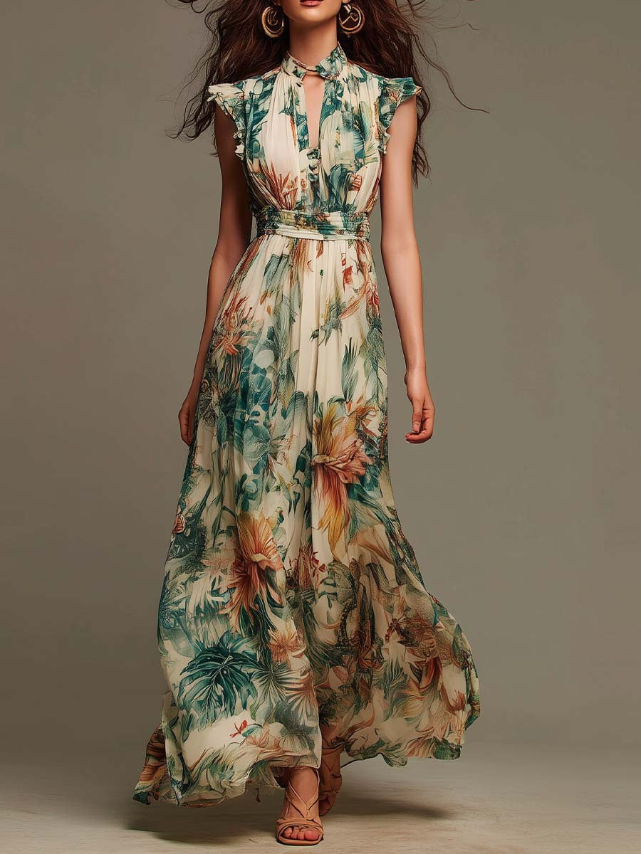 Evelyn abito maxi botanico tropicale - Bianca Módena
