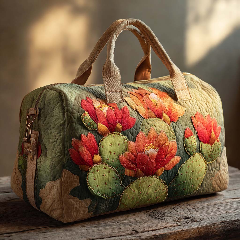 Arianna | Borsa da Viaggio Trapuntata Fiore di Cactus