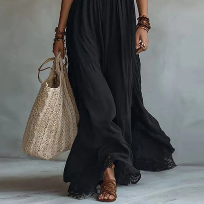 Jade | Abito Maxi Halter con Pannello in Pizzo e Schiena Scoperta