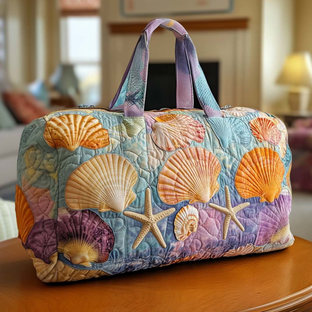 Bianca | Borsa da Viaggio Trapuntata Conchiglie tra le Onde