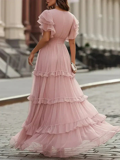 Zoe abito maxi cerimonia rosa - Bianca Módena