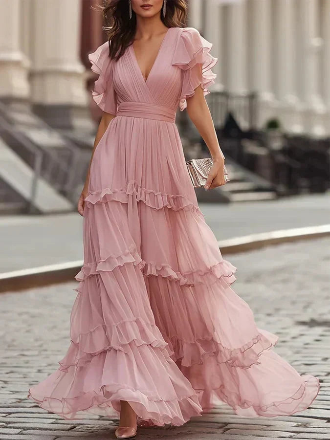 Zoe abito maxi cerimonia rosa - Bianca Módena