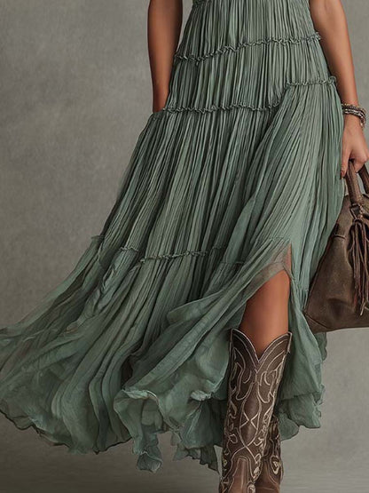 Alba | Maxi con Scollo a V Arricciato