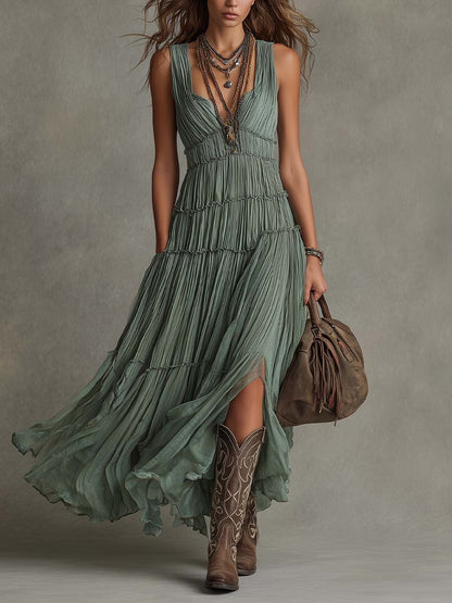 Alba | Maxi con Scollo a V Arricciato
