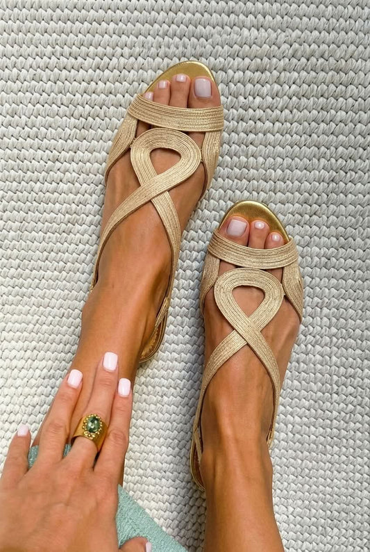 Sandali slingback peep toe intrecciati bassi [Pre-Order]