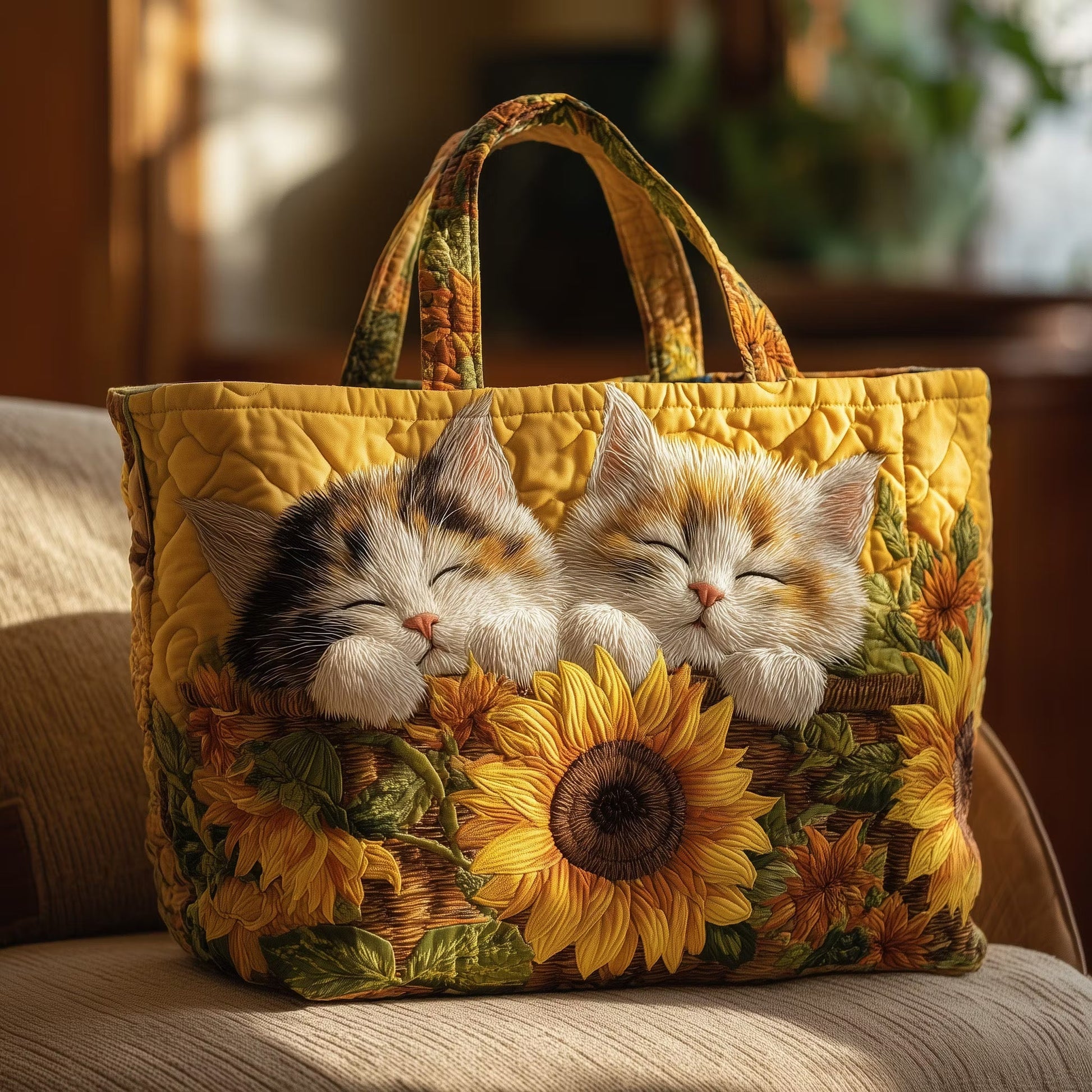 Graziella | Borsa Trapuntata Gatti con Girasole