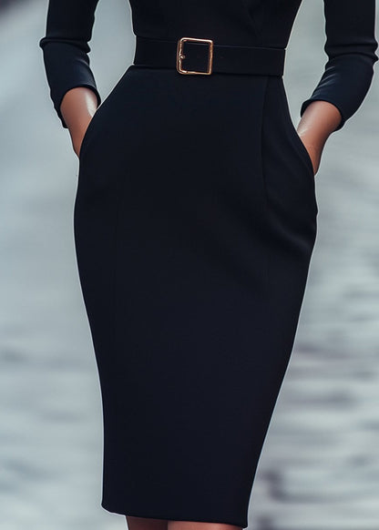 DALIA | Elegante abito con collo alla coreana e cintura