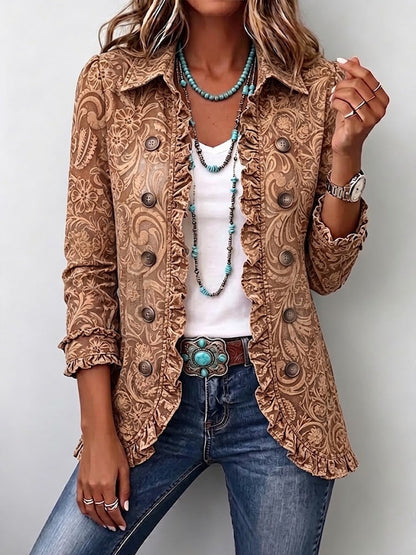 Noemi | Giacca Bohémien Floreale Vintage con Balze