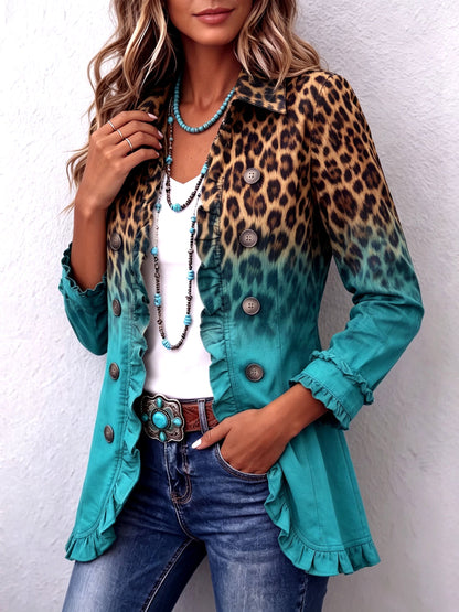 Beatrice | Blazer Leopardato Ombré con Balze