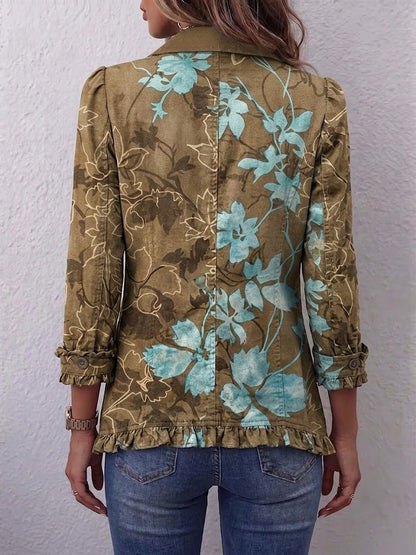 Bianca | Giacca Bohémien Floreale Vintage Sfumata con Balze