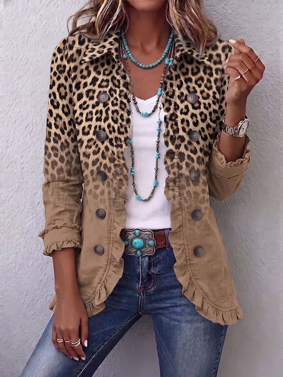 Donatella | Giacca Leopardata Vintage Sfumata con Balze