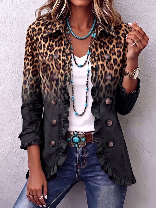 Valentina | Blazer Leopardato Ombré con Balze