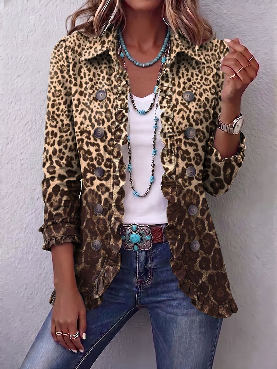 Ilaria | Giacca Leopardata con Balze