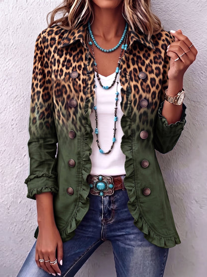 Beatrice | Blazer Leopardato Ombré con Balze