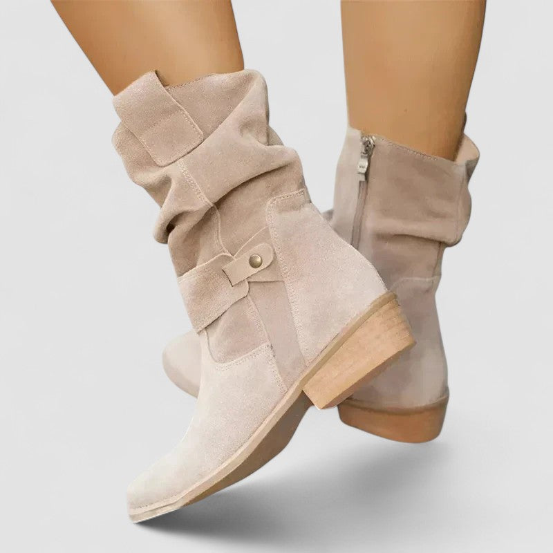 Elyse | Stivali Western Effetto Slouch - Beige